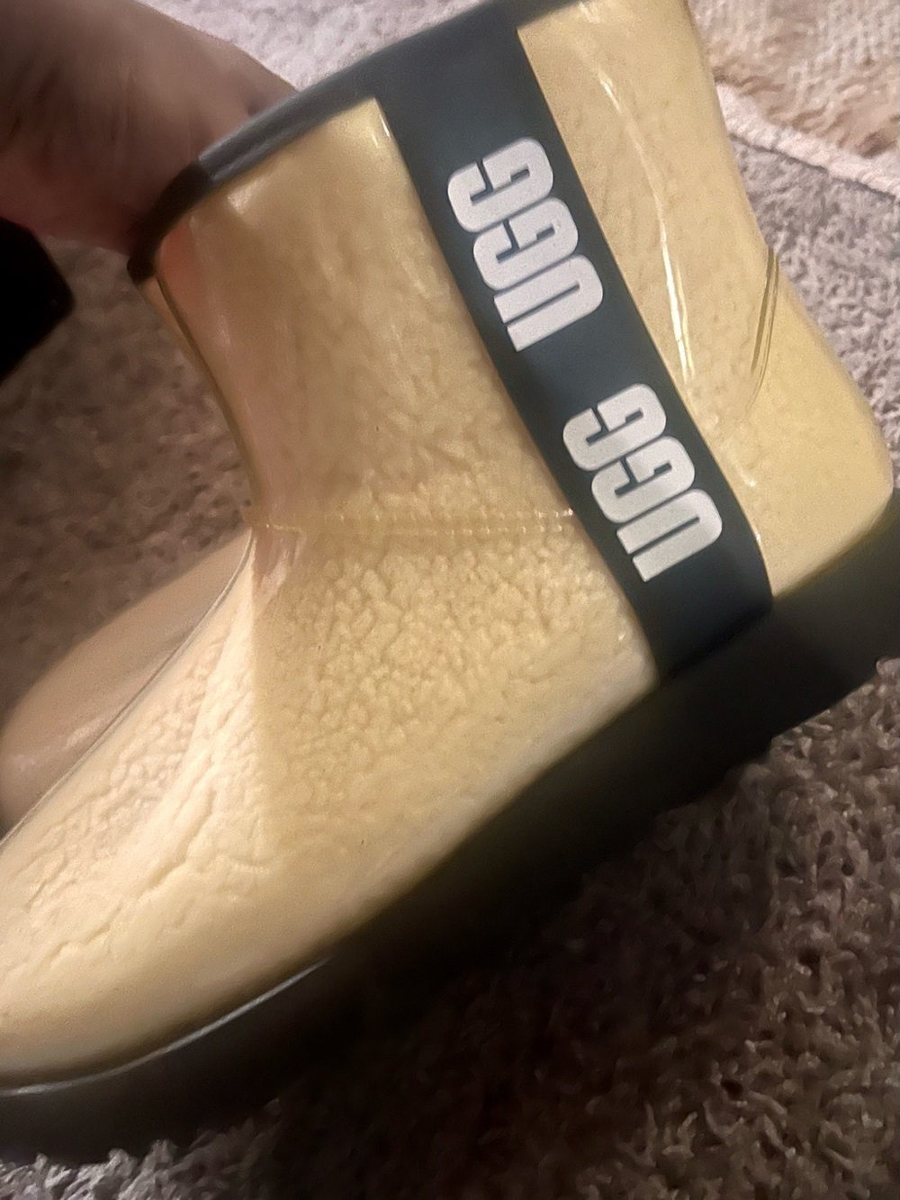 UGG Yellow Waterproof Short Rain Boot with Black Strap